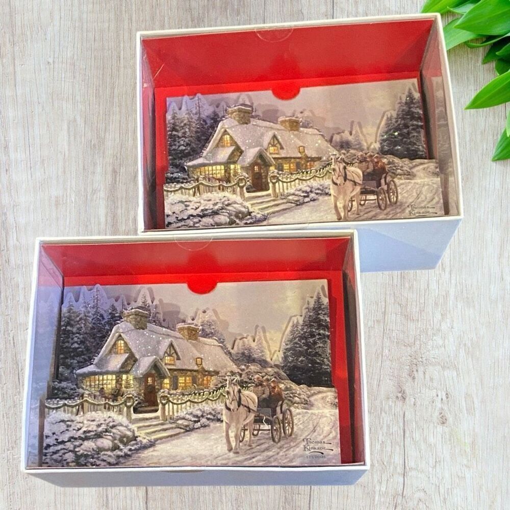 Hallmark 3D Thomas Kinkade Christmas Cards NEW 16
